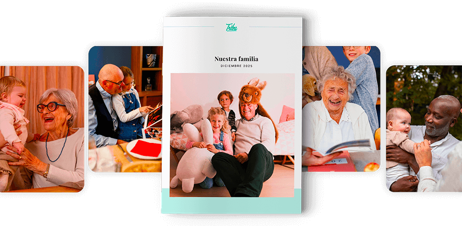 Abuelos descubriendo su revista de Tribu — un momento emotivo compartido con toda la familia