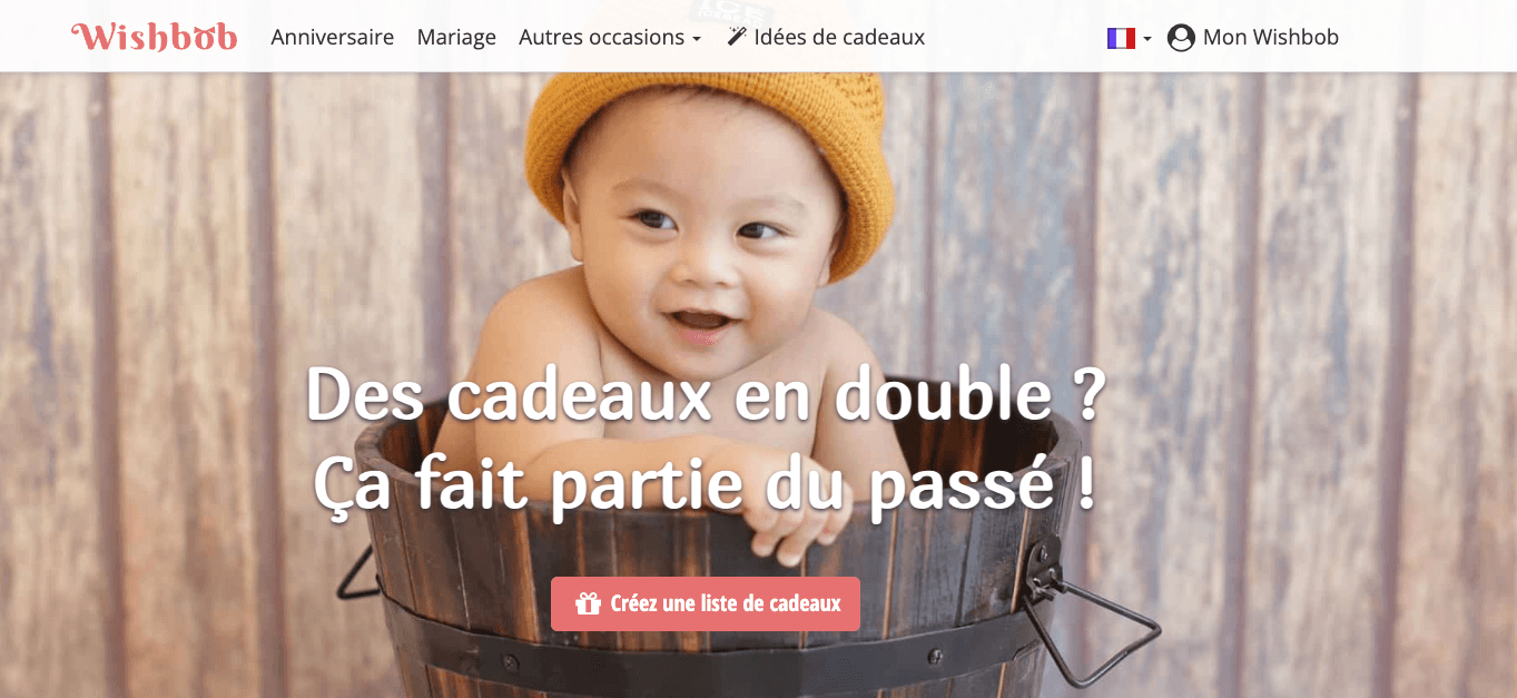 Exemple de liste de naissance en ligne créée avec Wishbob